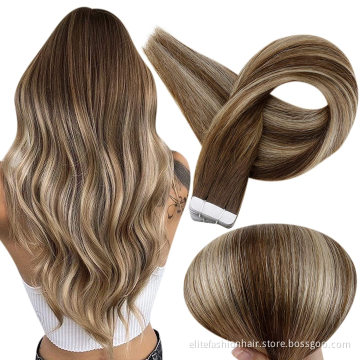 No shedding and tangle high quality double drawn Silky straight tape in hair tape in Hair extension tape weft hair